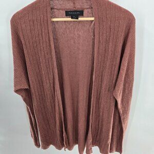 Tahari Brown Lightweight Linen/Viscose Open Cardigan Size Large